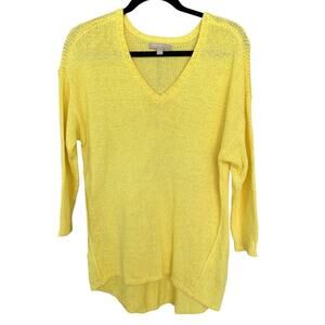 Banana Republic Women's Summertime Knit V-Neck Yellow Sweater Size Large